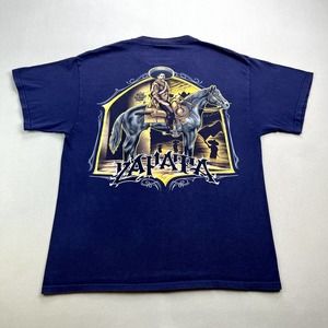 Vintage Emiliano Zapata T-Shirt Mens Medium Navy Blue Mexican Revolution Bandito